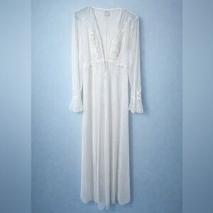 Vintage Jonquil Diane Samandi Bridal Sheer Lace Robe Wedding Getting Ready M/L